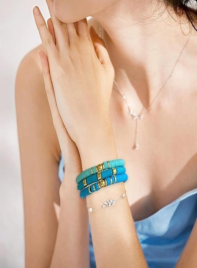Nuvex Blue Clay Beads Bracelet Making Kit | Heishi Polymer Beads with Gold & Silver Spacers, Charms & Elastic Cord | DIY Jewelry Kit for Girls, Teens & Adults | Creative Crafts, Necklaces & Gifts - Image 3